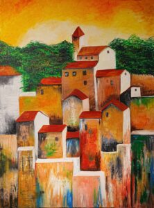 Houses Under an Amber Sky